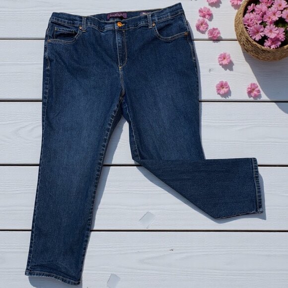 Gloria Vanderbilt Amanda Size 20WP Blue Denim 5-Pocket Button Fly Jeans Pants - Picture 1 of 9